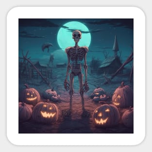 lonely skeleton during halloween Sticker